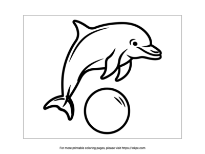 Printable Dolphin & Ball Coloring Page