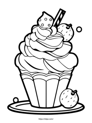 Free Printable A Cup of Chocolate Ice Cream Coloring Page