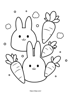 Free Printable Rabbits and Carrots Coloring Page