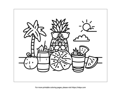 Printable Summer Food & Drink Coloring Page