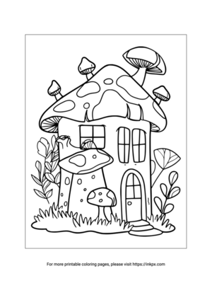 Free Printable Mushroom House Coloring Sheet