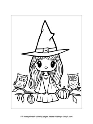 Free Printable Witch & Owl Coloring Sheet