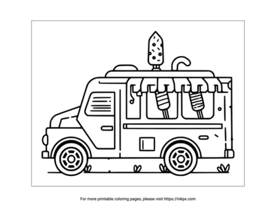 Printable Summer Ice Cream Truck Coloring Page