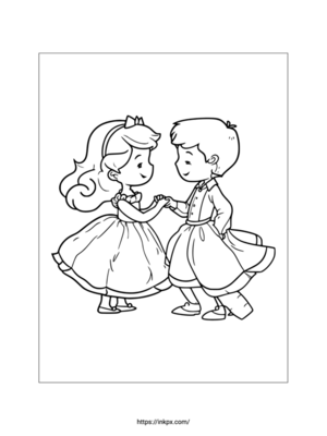 Printable Prince & Princess Dancing Coloring Page