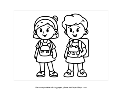 Printable Boy & Girl Student Coloring Page