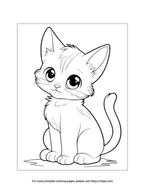 Printable Cartoon Kitten Coloring Sheet