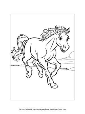 Printable Runing Horse Coloring Page
