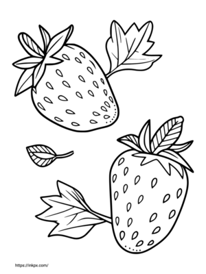 Free Printable Double Strawberries Coloring Page