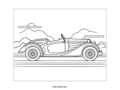 Printable Roadster Car Coloring Page