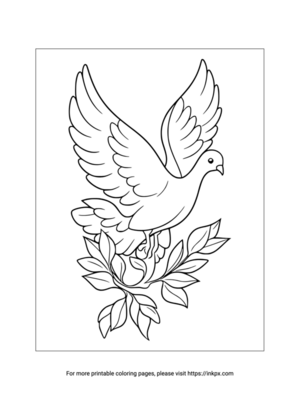 Printable Dove & Leaves Coloring Page