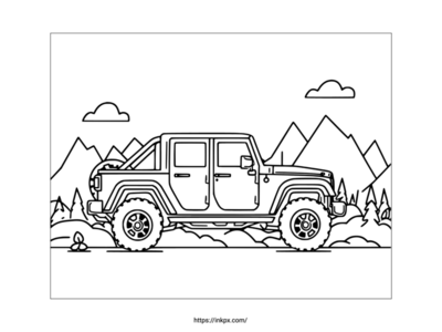 Printable Off-Road Vehicle Car Coloring Sheet
