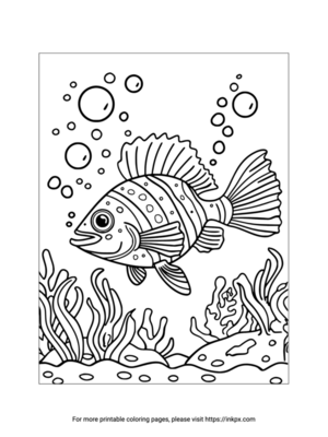 Printable Seagrass & Fish Coloring Page