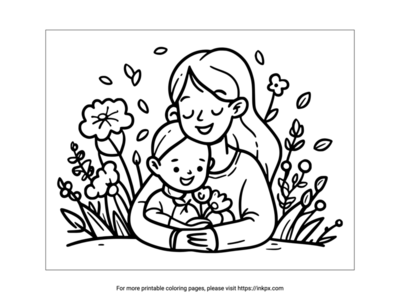 Printable Mother & Child Coloring Page