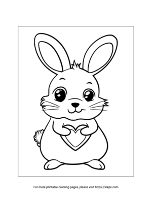 Printable Bunny & Heart Coloring Sheet