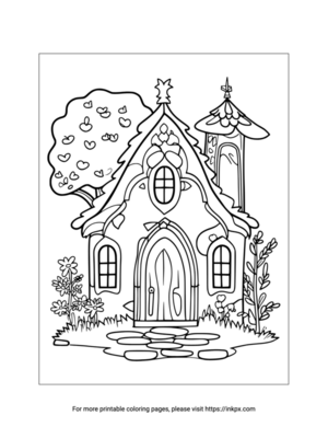 Free Printable Fairy House Coloring Page