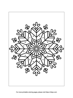 Free Printable Complex Snowflake Coloring Sheet