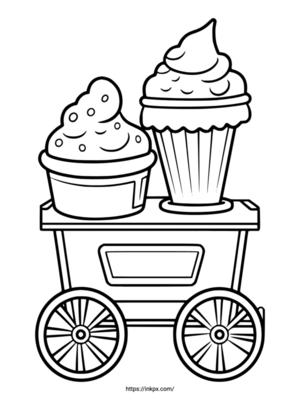 Free Printable Ice Cream Trolley Coloring Page