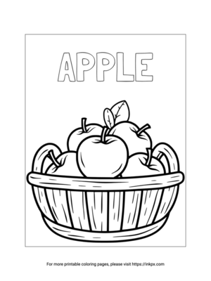 Free Printable Apple & Basket Coloring Page