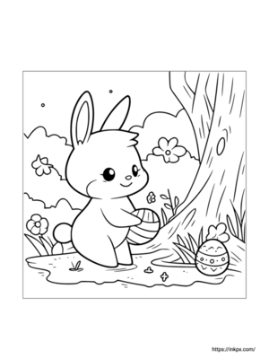 Printable Easter Bunny and Eggs Coloring Sheet