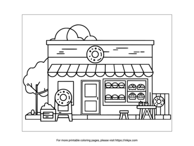 Free Printable Doughnut Shop Coloring Sheet