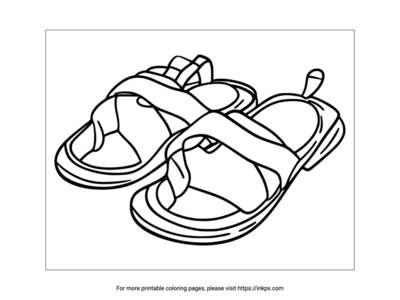 Free Printable Sandals Shoes Coloring Page