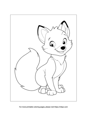 Printable Cartoon Fox Coloring Page