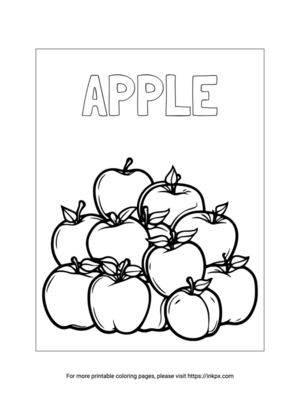 Free Printable A Pile of Apples Coloring Page