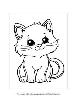Printable Cute Kitten Coloring Page