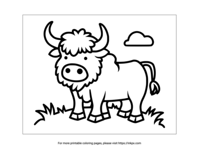 Free Printable Cow & Grassland Coloring Page