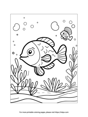 Printable Fish in River Coloring Page