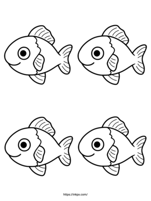 Free Printable Quadruple Fish Coloring Page