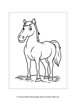 Printable Funny Horse Coloring Page