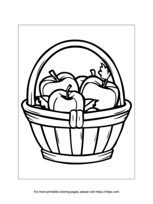 Free Printable Apple & Basket Coloring Sheet