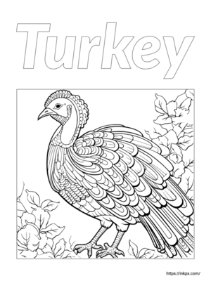 Free Printable Wild Turkey Coloring Page