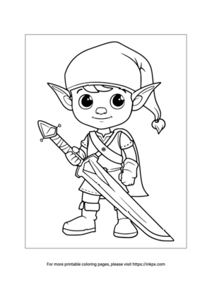 Free Printable Elf & Elven Sword Coloring Page