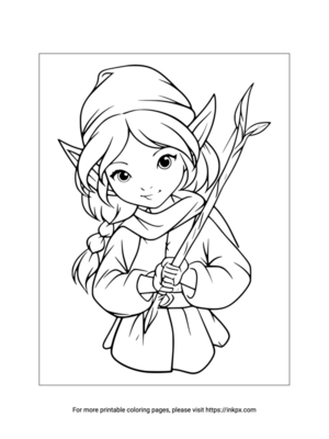 Printable Girl Elf Coloring Page
