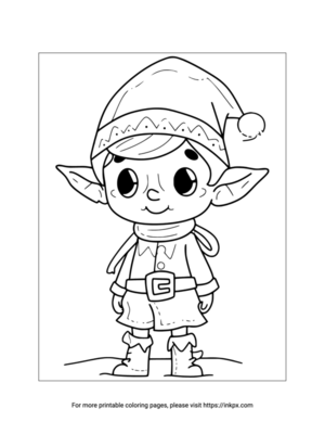 Printable Christmas Elf Coloring Page