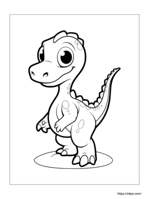Printable Cartoon Dinosaur Allosaurus Coloring Sheet