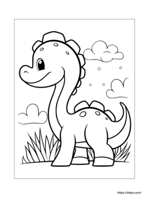 Printable Adorable Dinosaur Coloring Sheet