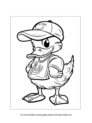Free Printable Cartoon Duck and Hat Coloring Sheet
