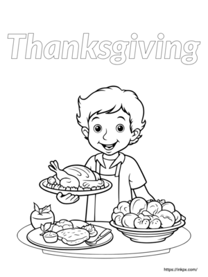 Free Printable Cook and Thanksgiving Food Coloring Page