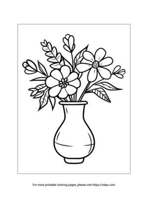 Printable Vase & Flowers Coloring Page