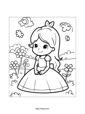 Printable Cute Princess Coloring Page