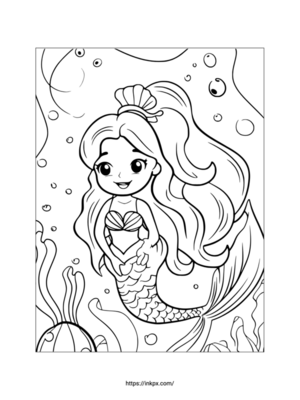 Printable Asian Mermaid Coloring Page