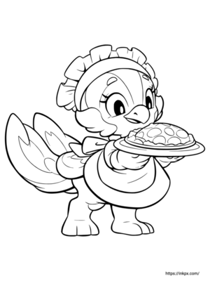 Free Printable Cute Turkey Cook Coloring Page