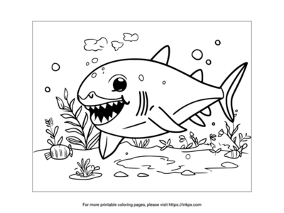 Printable Cartoon Shark Coloring Page