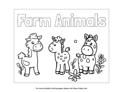 Free Printable Cute Farm Animals Coloring Sheet