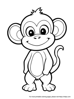 Free Printable Cute Monkey Coloring Page