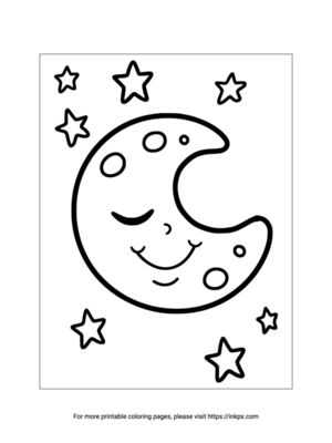 Free Printable Moon and Star Coloring Page