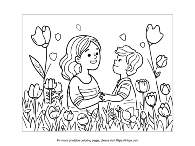 Printable Mother & Kid Coloring Page